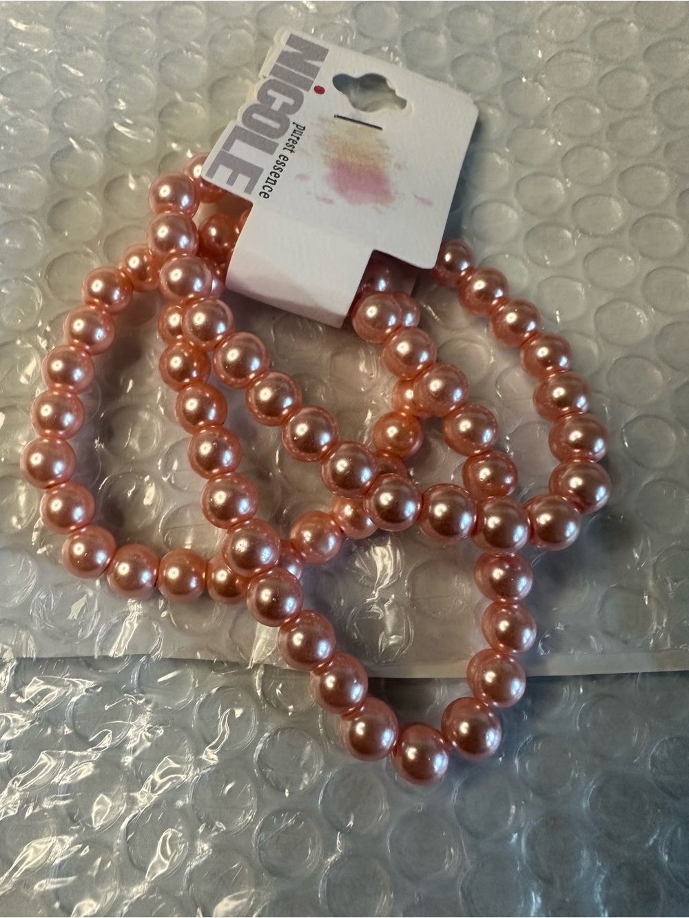 Nicole Rose Pink Pearl Strand bracelet 3pk